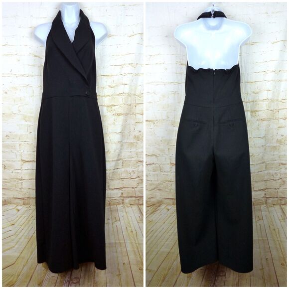 The Limited Scandal Collection Halter Jumpsuit Women 4 Black Wide Legs Altered - Picture 3 of 15